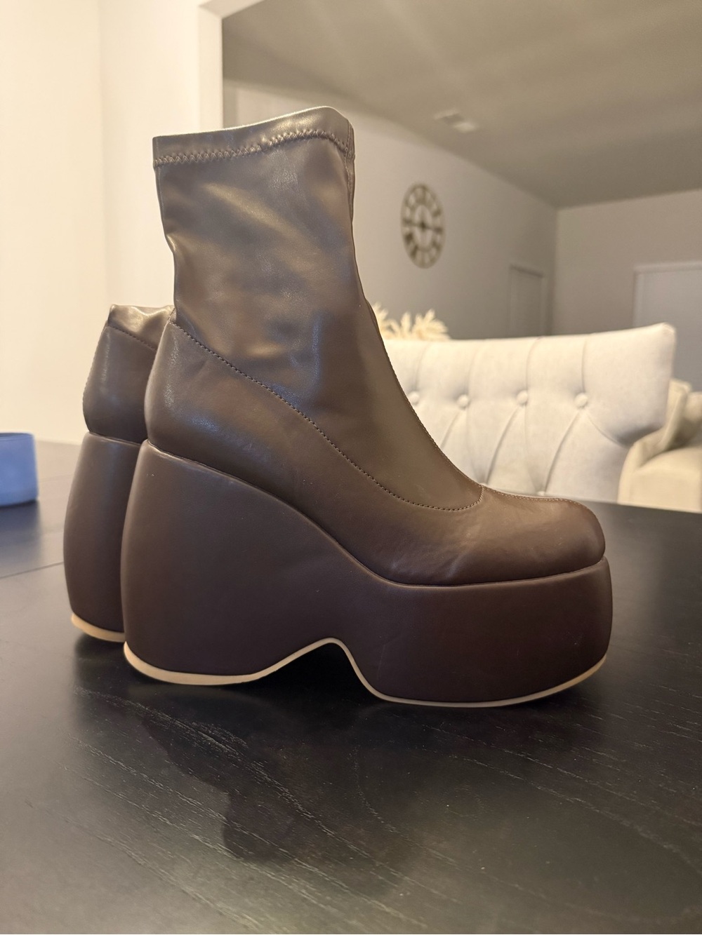 Brown Platform Ankle Boots US 10